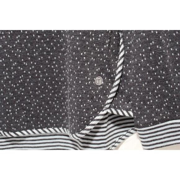 T by Talbots Women's (L) Blue Dots Striped Tunic Top Long Sleeve Boat Neck - Picture 4 of 14